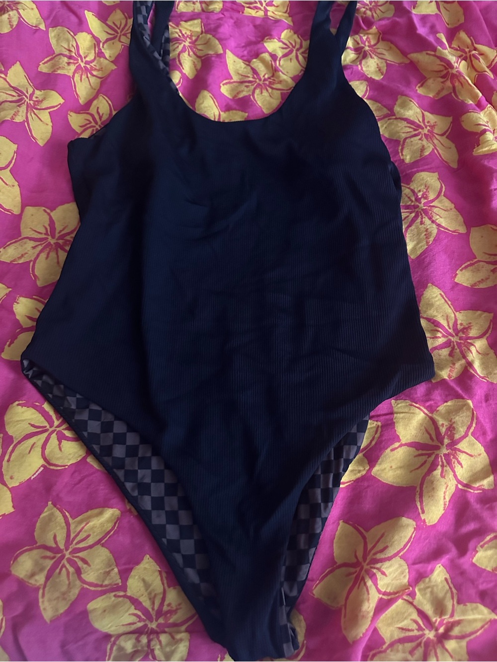 Classic Black One-Piece Swimsuit - Sleek Ribbed Design